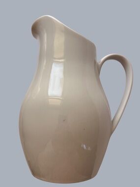 Vintage White Porcelain Pitcher Curved Body 32 oz 9"
